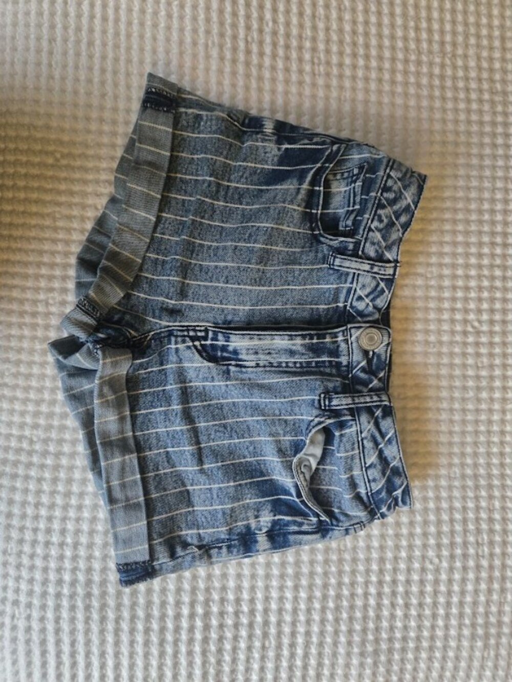 Blue Pinstripe Denim Shorts Unmarked Size